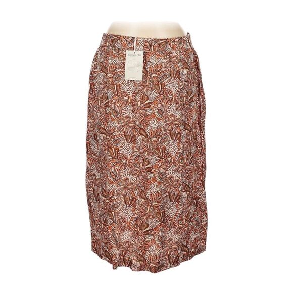 Garnet Hill Womens Garden Floral Linen Midi Skirt L New - Boho Pockets Western - Picture 8 of 8